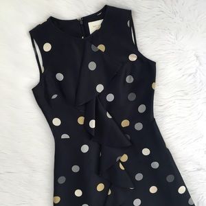 Kate Spade Blue Polka Dot Silk Ruffle Dress